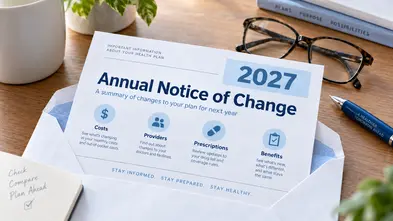 2027 Medicare Annual Notice of Change highlighting costs, providers, prescriptions, and benefits.