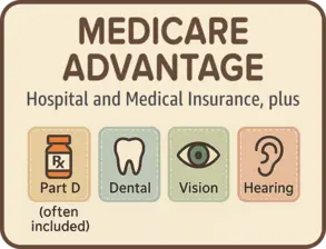 Medicare Advantage plans combine hospital, medical, and often drug coverage into one plan offered by private insurers.